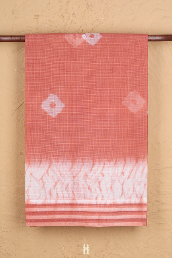 Kota Silk Saree In Dark Peach With Diamond Design