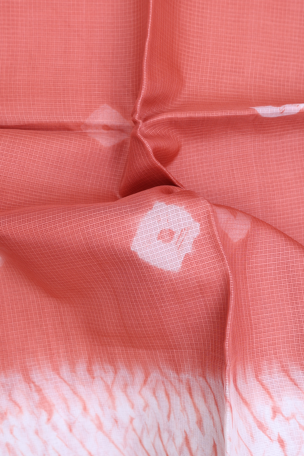 Kota Silk Saree In Dark Peach With Diamond Design