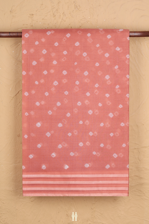 Kota Silk Saree In Dusty Orange With Diamond Design