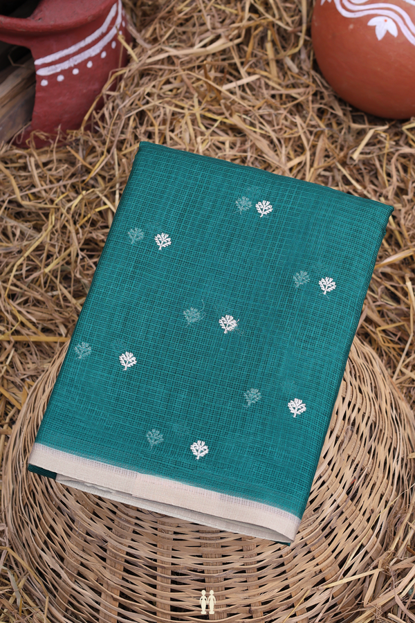 Kota Silk Saree In Green Zari Buttas