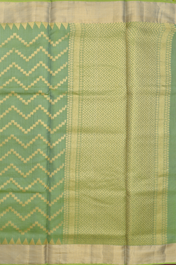 Kota Silk Saree In Green With Chevron Design