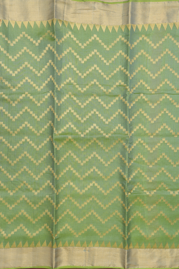 Kota Silk Saree In Green With Chevron Design