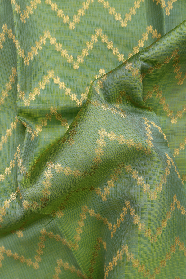 Kota Silk Saree In Green With Chevron Design