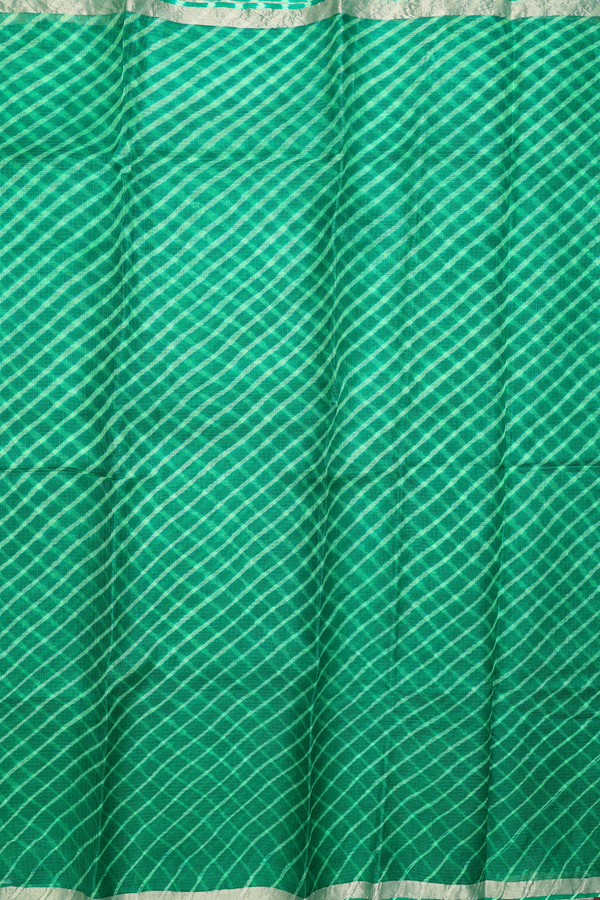 Kota Silk Saree In Green With Diagonal Design