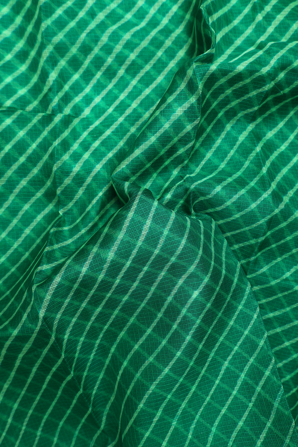 Kota Silk Saree In Green With Diagonal Design