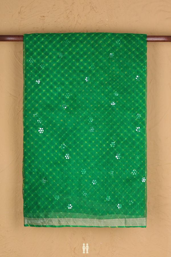Kota Silk Saree In Green With Floral Buttas