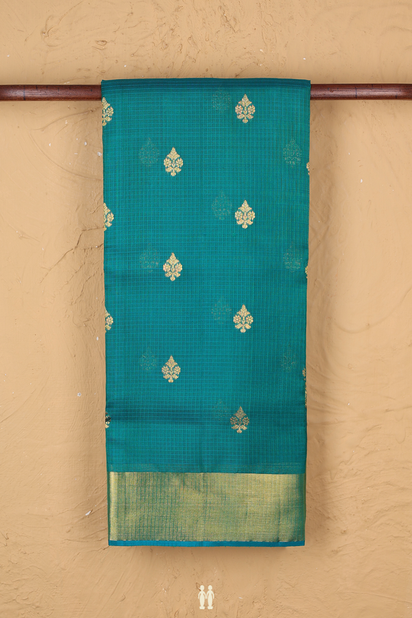 Kota Silk Saree In Green With Zari Buttas