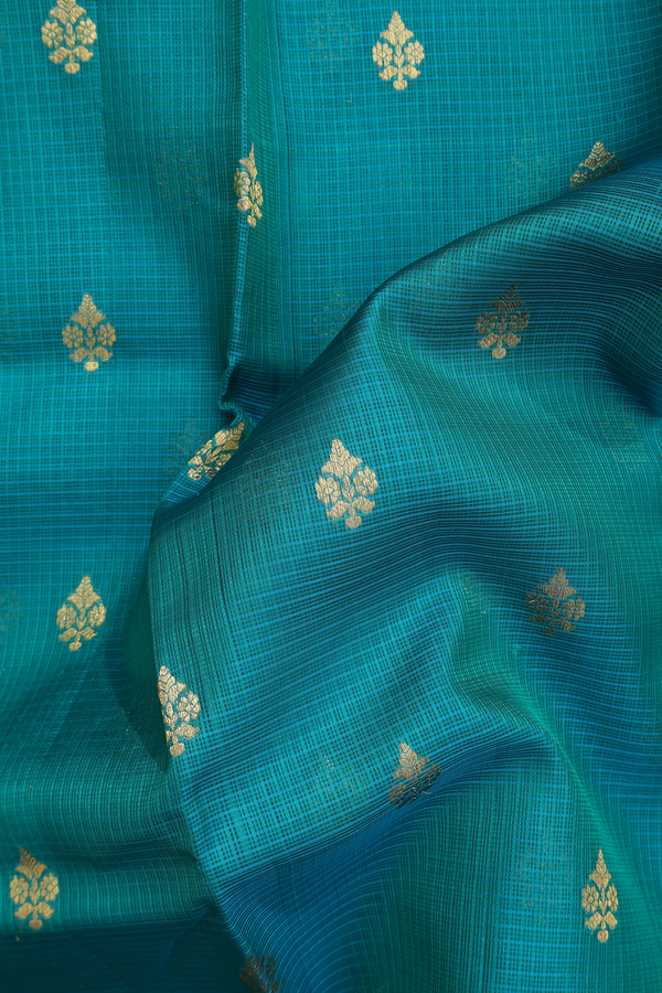 Kota Silk Saree In Green With Zari Buttas