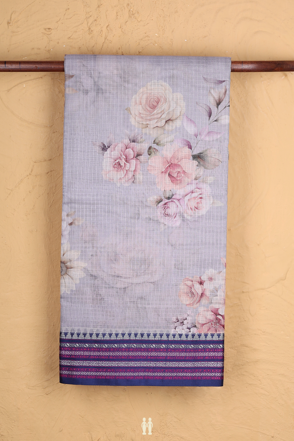 Kota Silk Saree In Pastel Purple With Floral Design