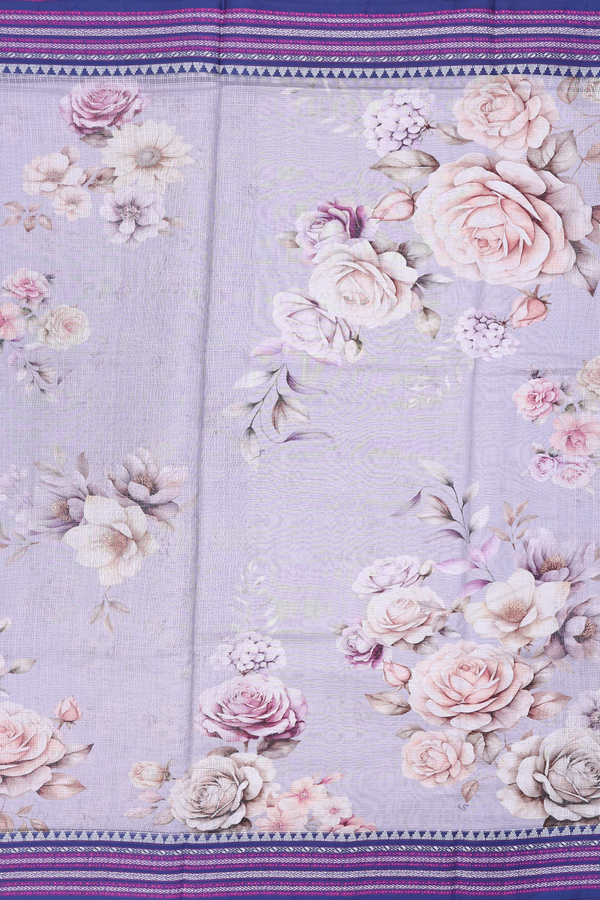 Kota Silk Saree In Pastel Purple With Floral Design