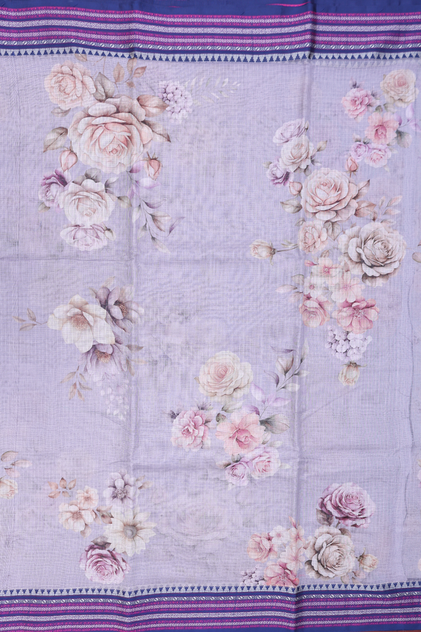 Kota Silk Saree In Pastel Purple With Floral Design