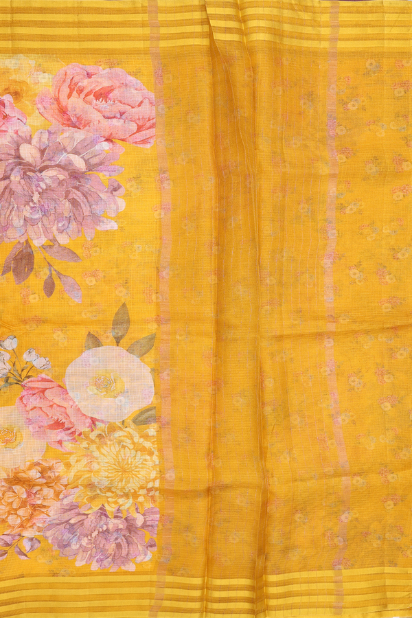 Kota Silk Saree In Honey Orange With Floral Design