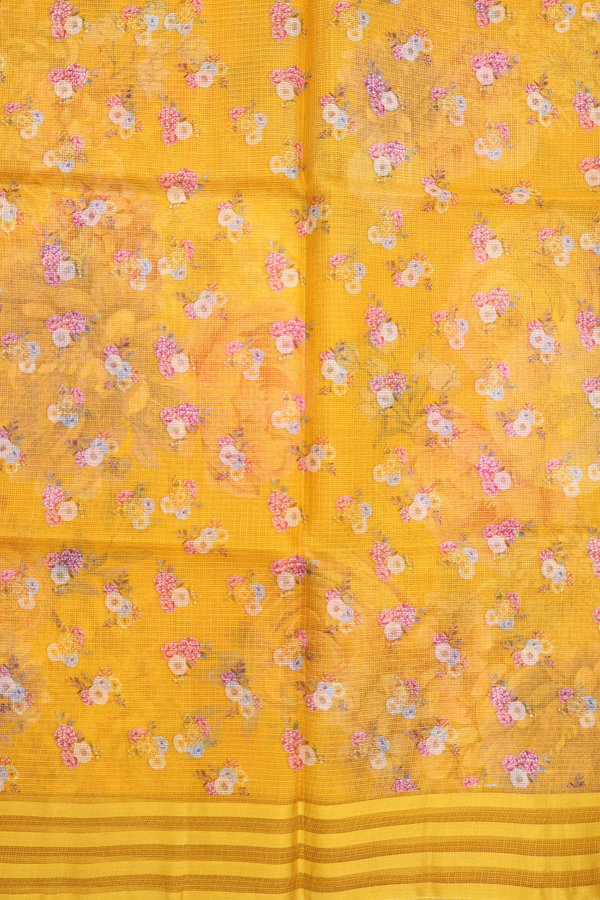 Kota Silk Saree In Honey Orange With Floral Design
