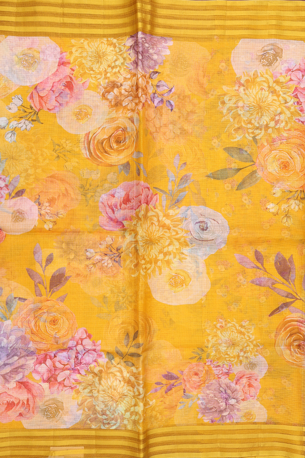 Kota Silk Saree In Honey Orange With Floral Design