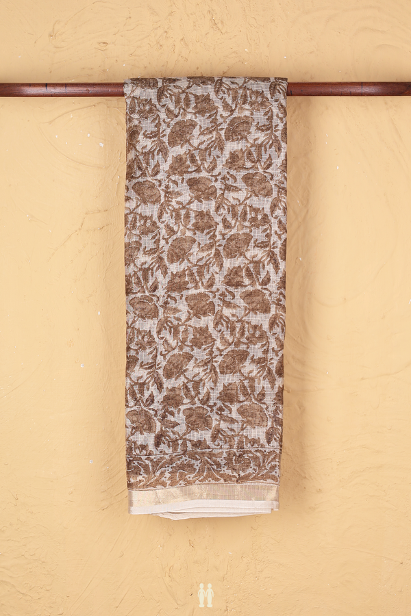 Kota Silk Saree In Ivory With Floral Printed Design