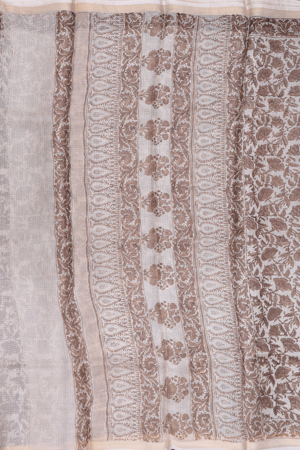 Kota Silk Saree In Ivory With Floral Printed Design