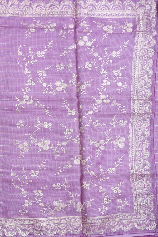 Kota Silk Saree In Lavender With Stripes Design