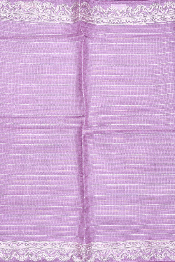 Kota Silk Saree In Lavender With Stripes Design