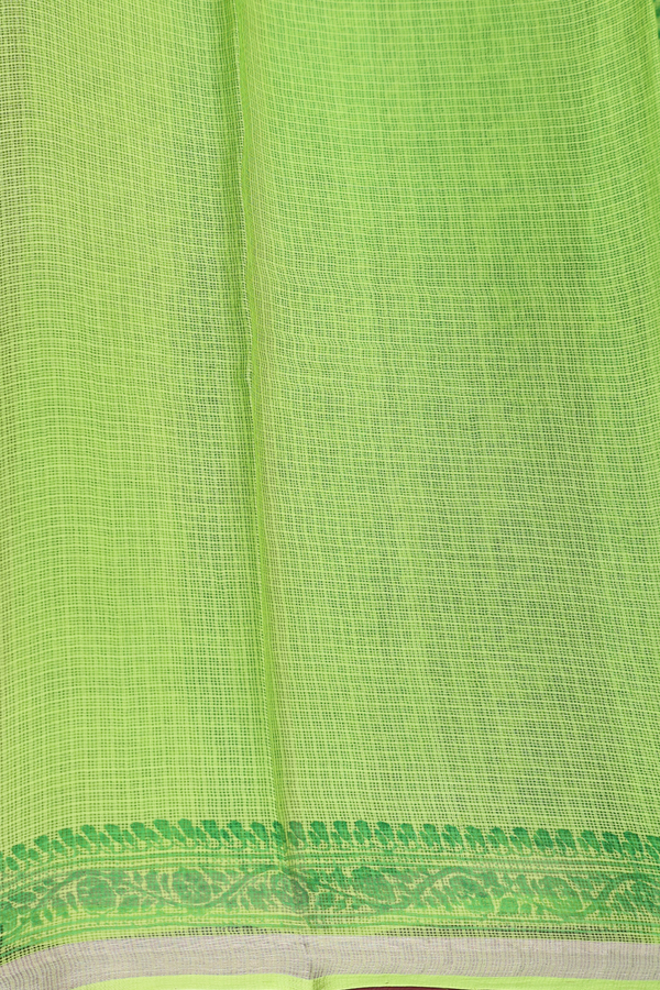 Kota Silk Saree In Lime Green With Floral Printed Design