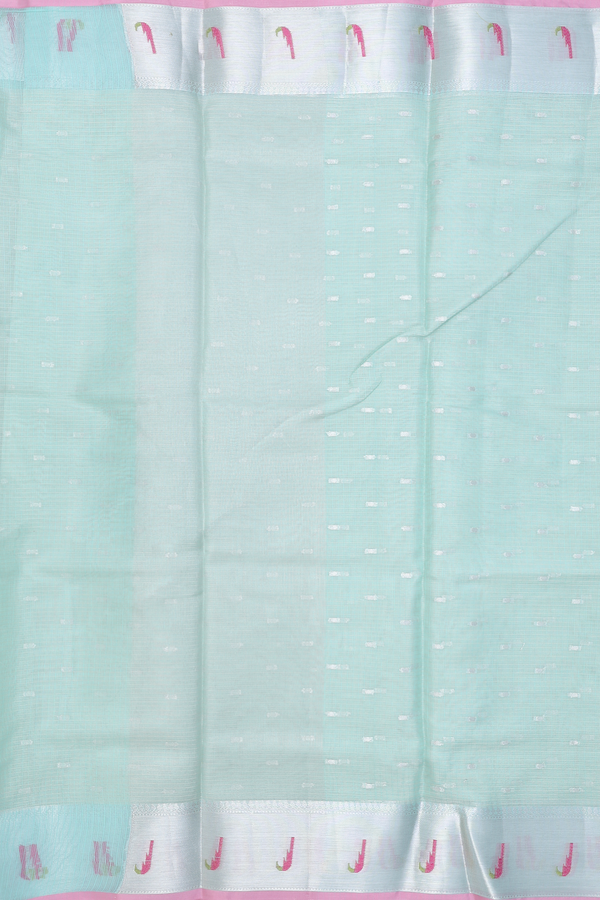 Kota Cotton Saree In Mint Blue With Zari Buttis