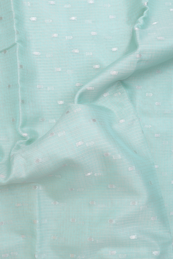 Kota Cotton Saree In Mint Blue With Zari Buttis
