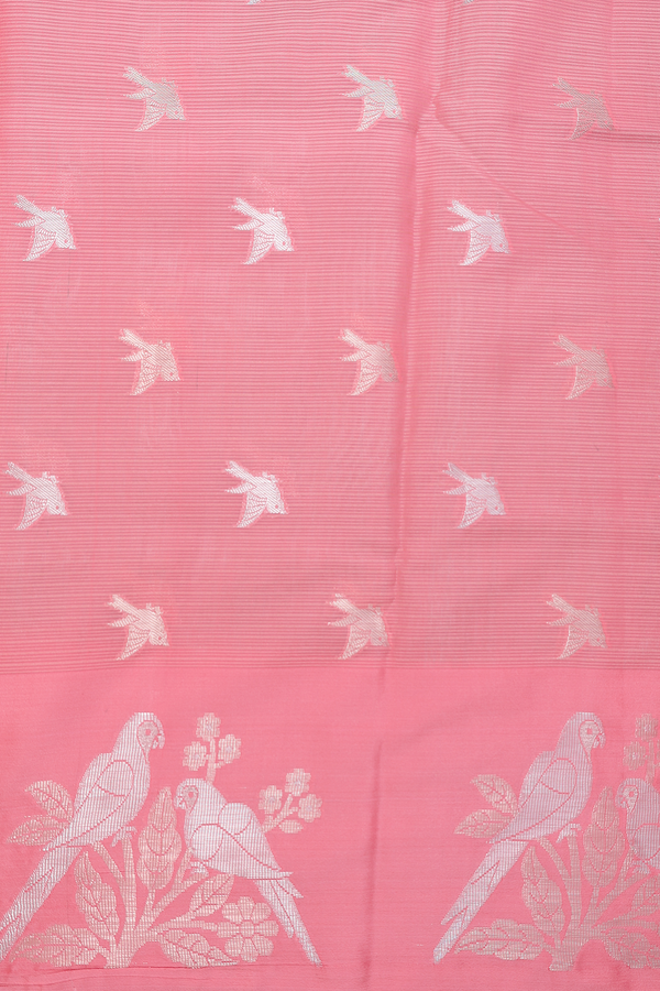 Kota Cotton Saree In Mint Green With Birds Buttas