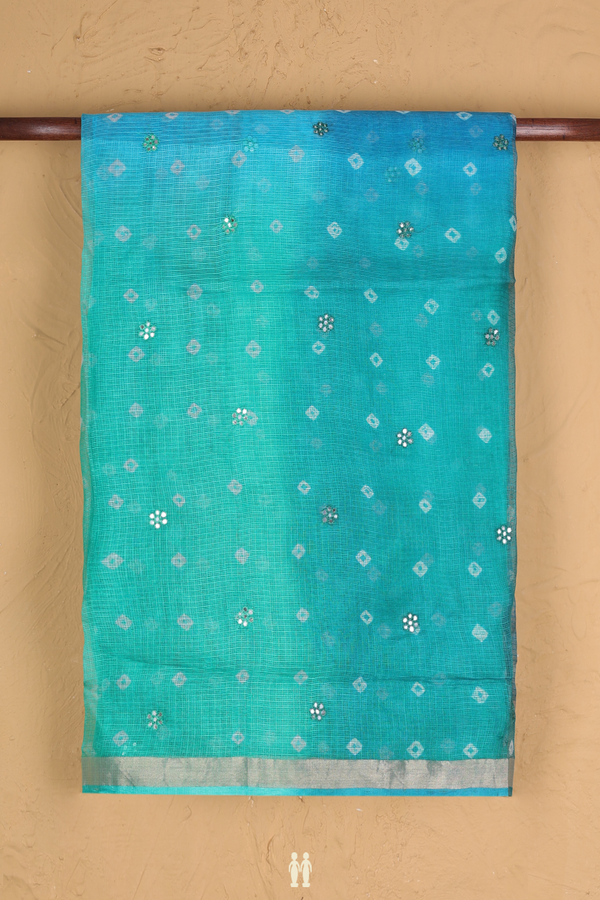 Kota Silk Saree In Multicolor With Floral Threadwork Buttas
