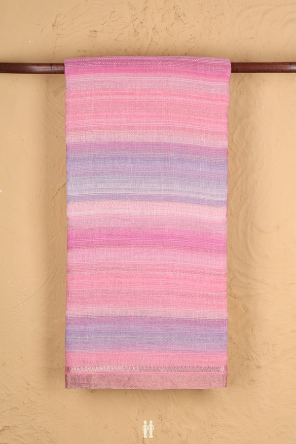 Linen Saree In Multicolor With Stripes Design