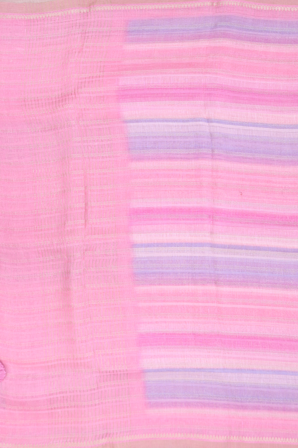 Linen Saree In Multicolor With Stripes Design