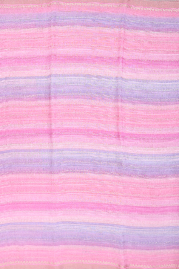 Linen Saree In Multicolor With Stripes Design