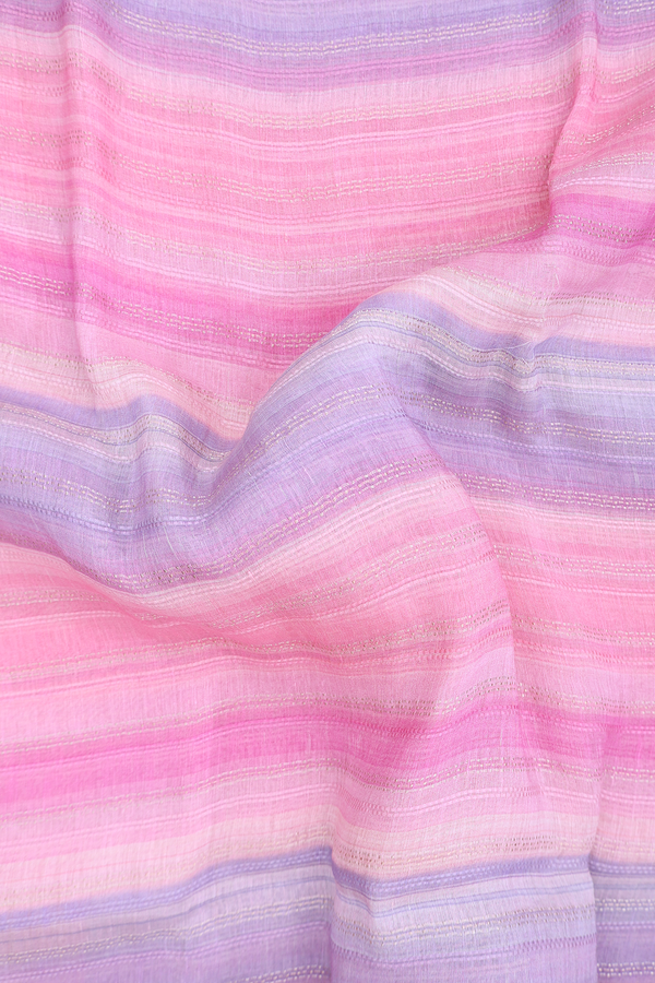 Linen Saree In Multicolor With Stripes Design