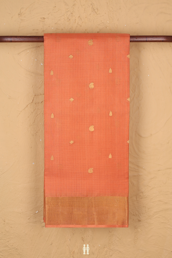Kota Silk Saree In Orange With Paisley Buttas