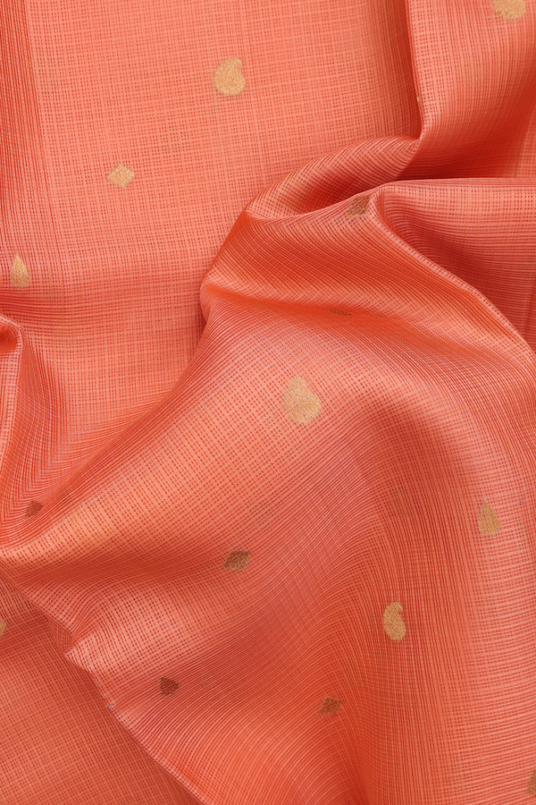 Kota Silk Saree In Orange With Paisley Buttas