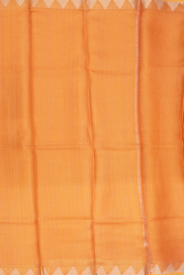 Kota Silk Saree In Orange With Zari Border