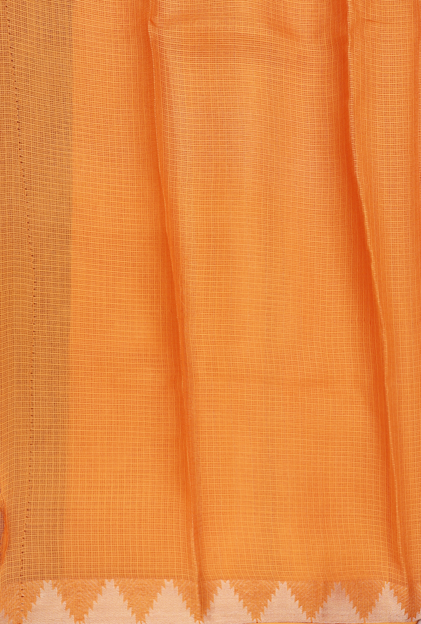 Kota Silk Saree In Orange With Zari Border