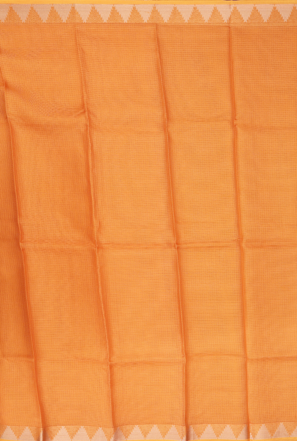 Kota Silk Saree In Orange With Zari Border