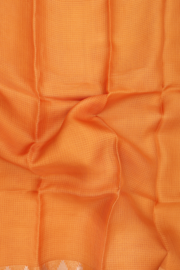 Kota Silk Saree In Orange With Zari Border
