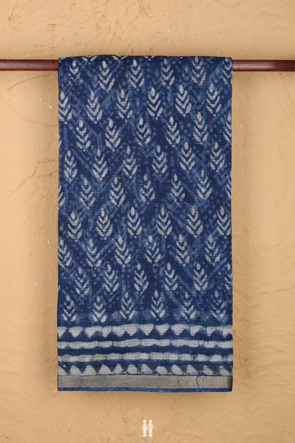 Kota Silk Saree In Oxford Blue With Printed Design