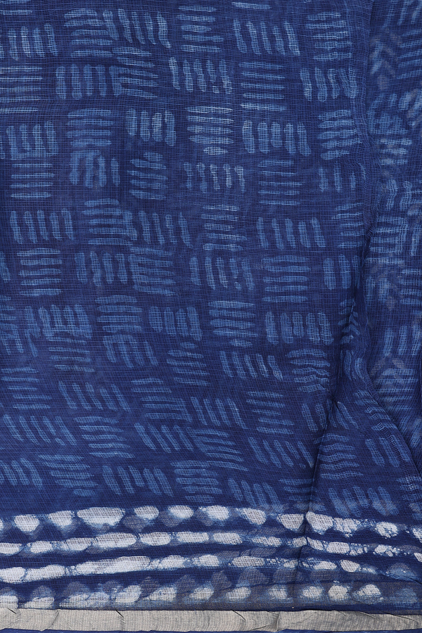 Kota Silk Saree In Oxford Blue With Printed Design