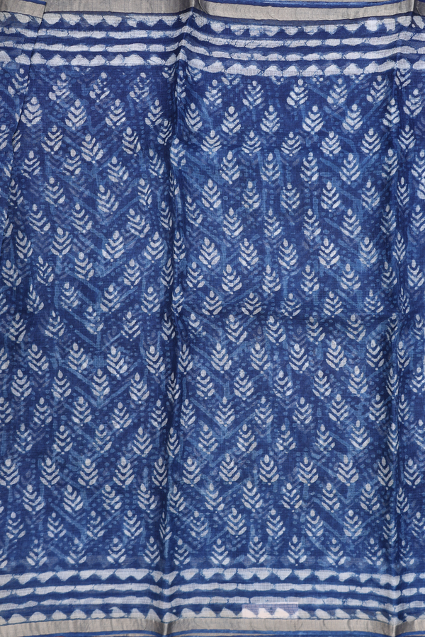 Kota Silk Saree In Oxford Blue With Printed Design
