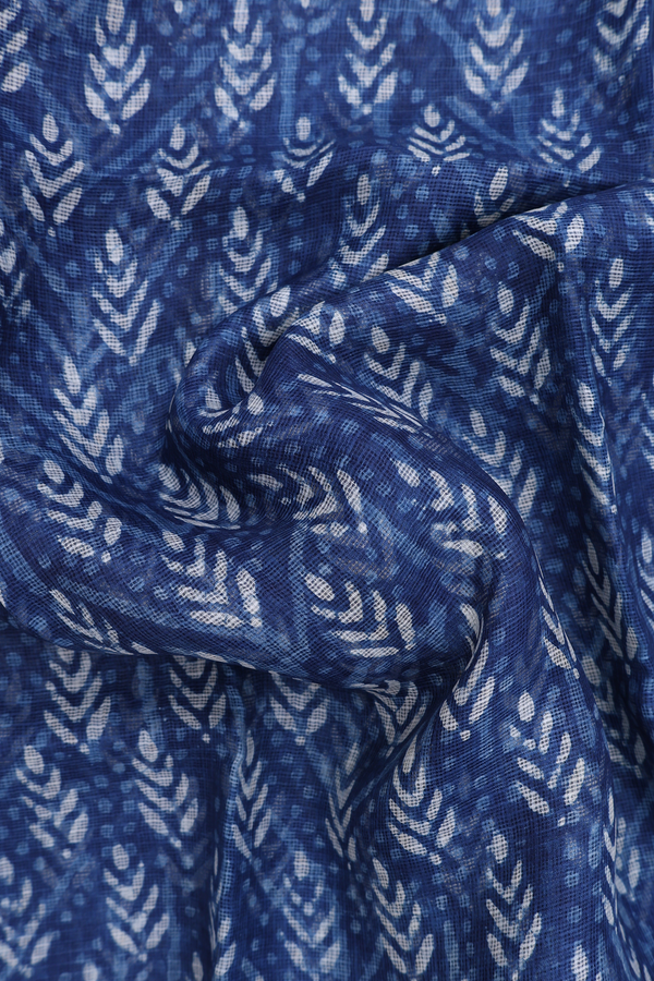 Kota Silk Saree In Oxford Blue With Printed Design