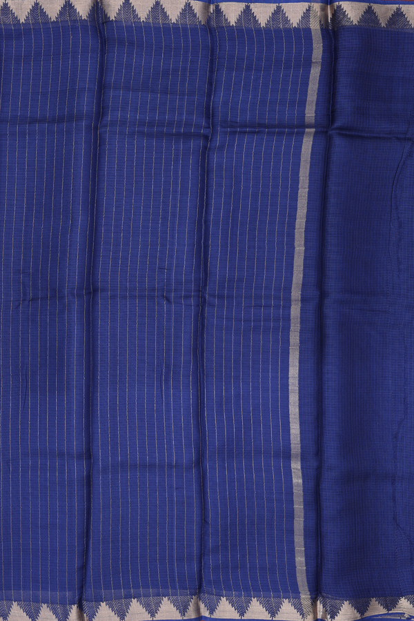 Kota Silk Saree In Oxford Blue With Zari Border