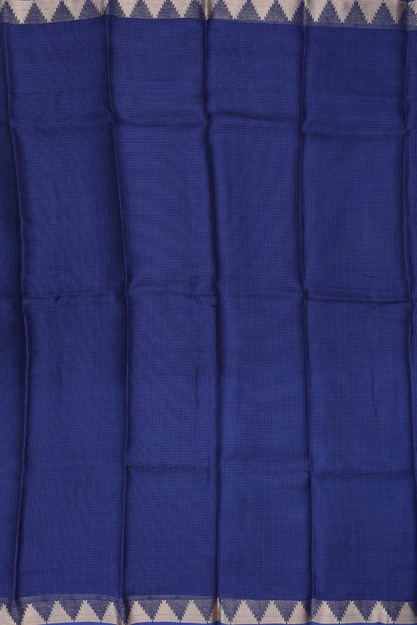 Kota Silk Saree In Oxford Blue With Zari Border