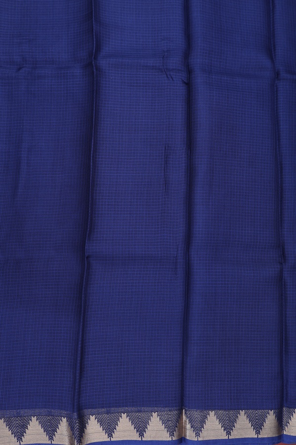 Kota Silk Saree In Oxford Blue With Zari Border