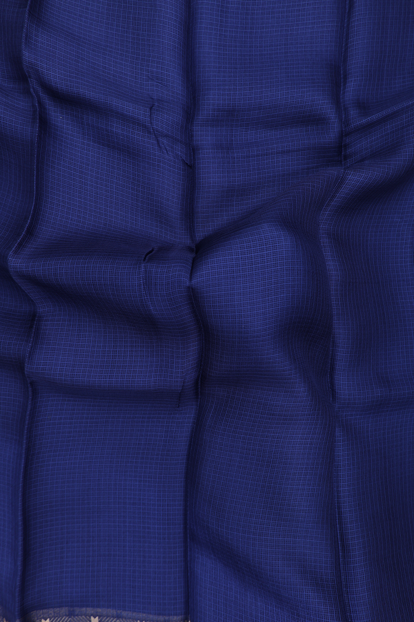 Kota Silk Saree In Oxford Blue With Zari Border