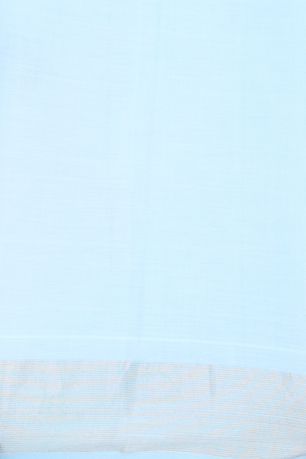 Linen Saree In Pastel Blue With Floral Design