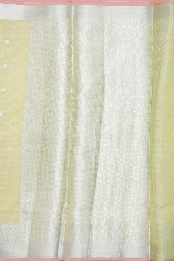 Kota Cotton Saree In Pastel Green With Zari Buttis