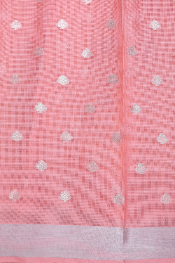 Kota Cotton Saree In Pastel Green With Zari Buttis