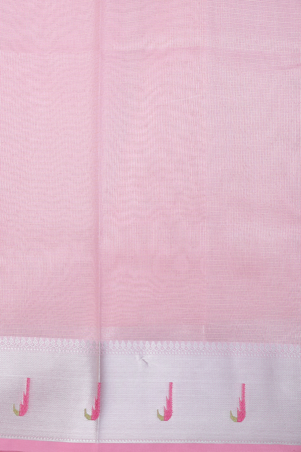 Kota Cotton Saree In Pastel Pink With Zari Buttis
