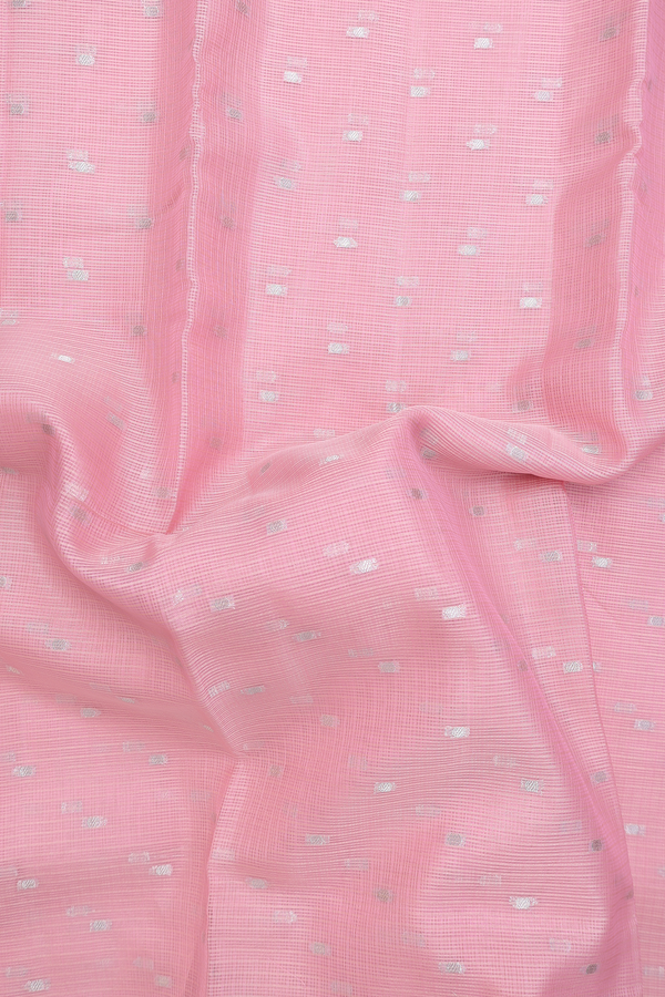 Kota Cotton Saree In Pastel Pink With Zari Buttis